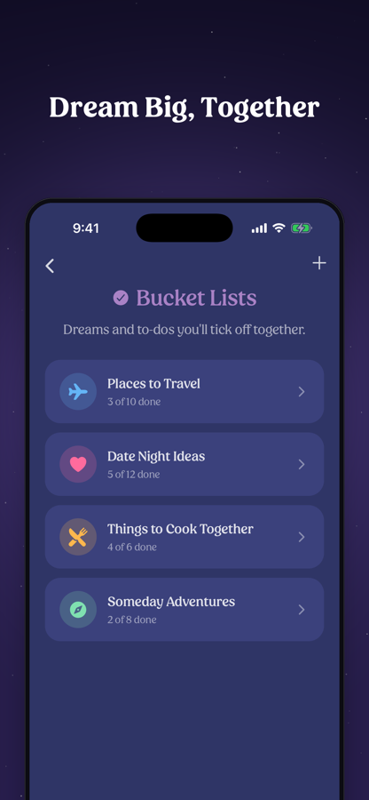 Bucket lists — dream big, together