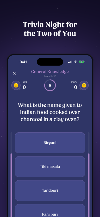 Trivia — trivia night for the two of you